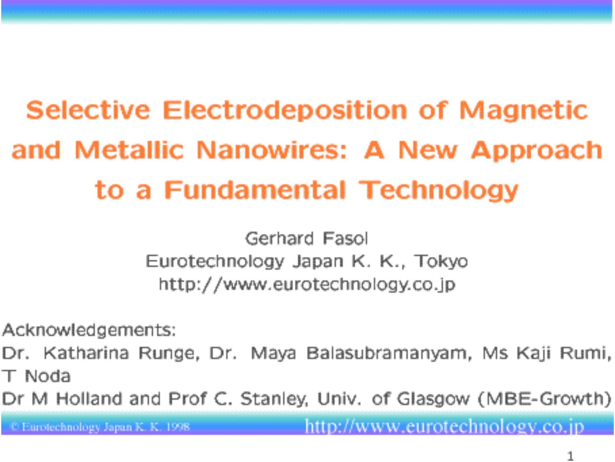 Selective electrodeposition of magnetic and metallic nanowires - A new approach to a fundamental technology